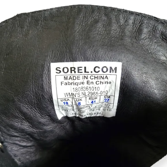 SOREL After Hours Full Grain Leather Lace-up Wedge Boots Black Brown Size 10