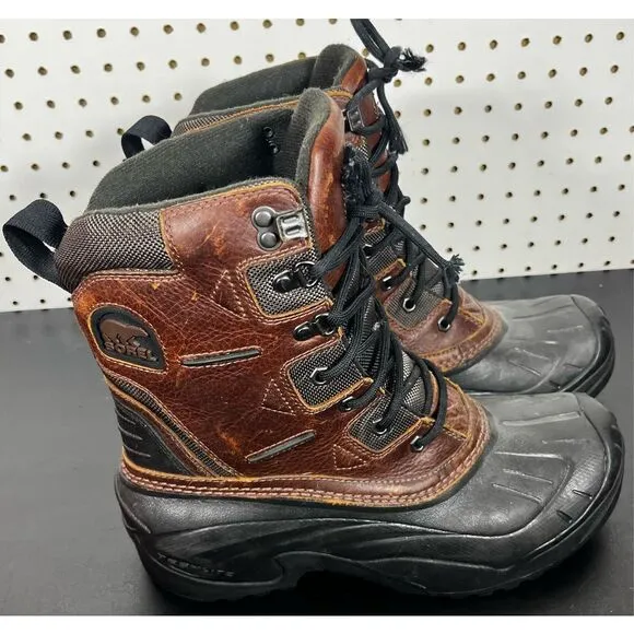 Sorel Avalanche Black Brown Leather Insulated Water Proof Boots size 9.5