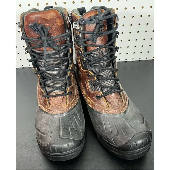 Sorel Avalanche Black Brown Leather Insulated Water Proof Boots size 9.5