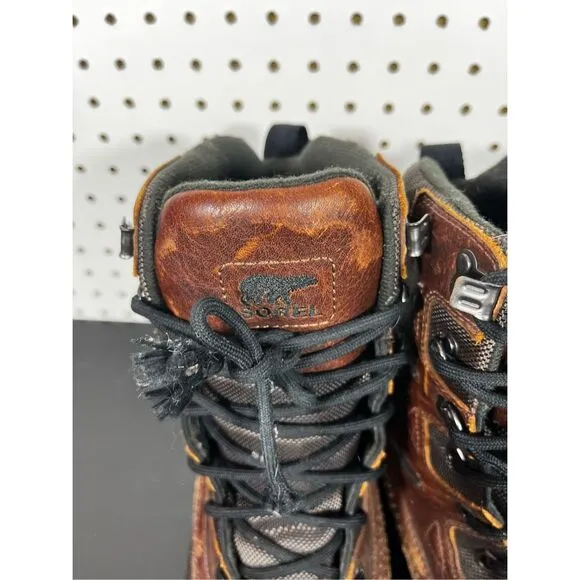 Sorel Avalanche Black Brown Leather Insulated Water Proof Boots size 9.5