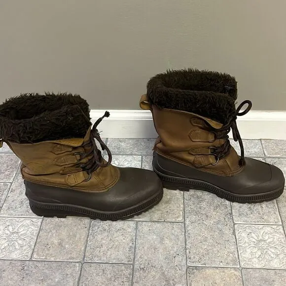 Sorel Badger Brown Women’s Insulated Winter Toe-Up Boots with Faux Fur- Size 7