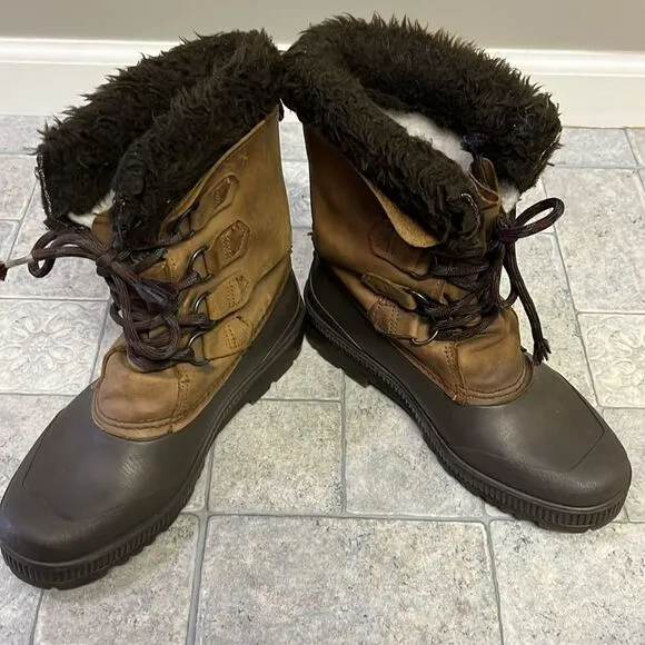 Sorel Badger Brown Women’s Insulated Winter Toe-Up Boots with Faux Fur- Size 7