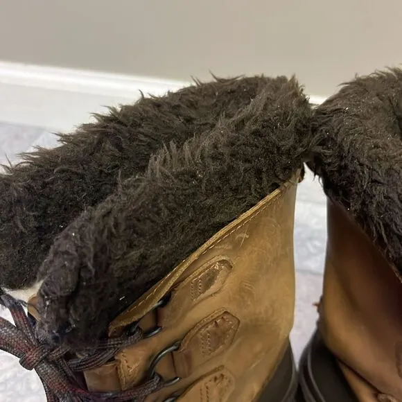 Sorel Badger Brown Women’s Insulated Winter Toe-Up Boots with Faux Fur- Size 7