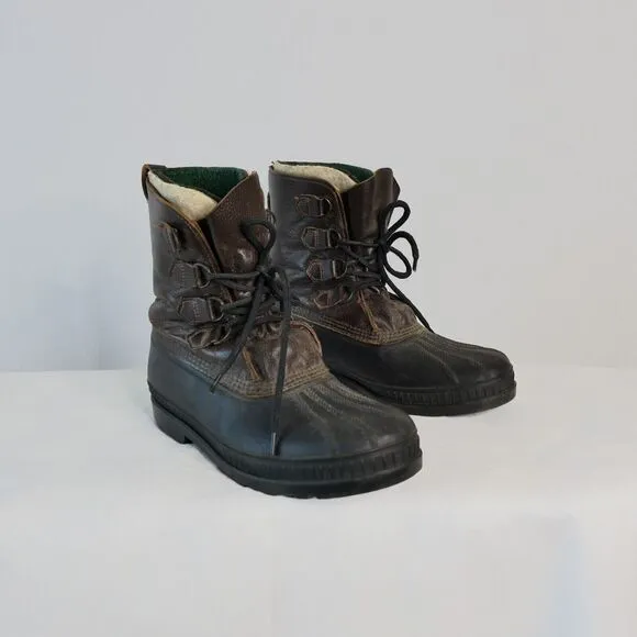 Sorel Badger ? Men's Sz 11 Brown Black Insulated Boots Felt Lining Snow Duck