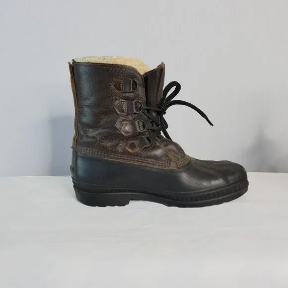 Sorel Badger ? Men's Sz 11 Brown Black Insulated Boots Felt Lining Snow Duck