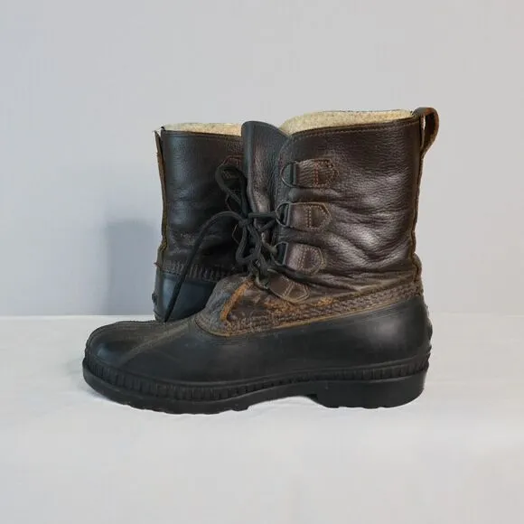 Sorel Badger ? Men's Sz 11 Brown Black Insulated Boots Felt Lining Snow Duck