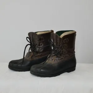 Sorel Badger ? Men's Sz 11 Brown Black Insulated Boots Felt Lining Snow Duck