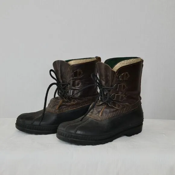 Sorel Badger ? Men's Sz 11 Brown Black Insulated Boots Felt Lining Snow Duck