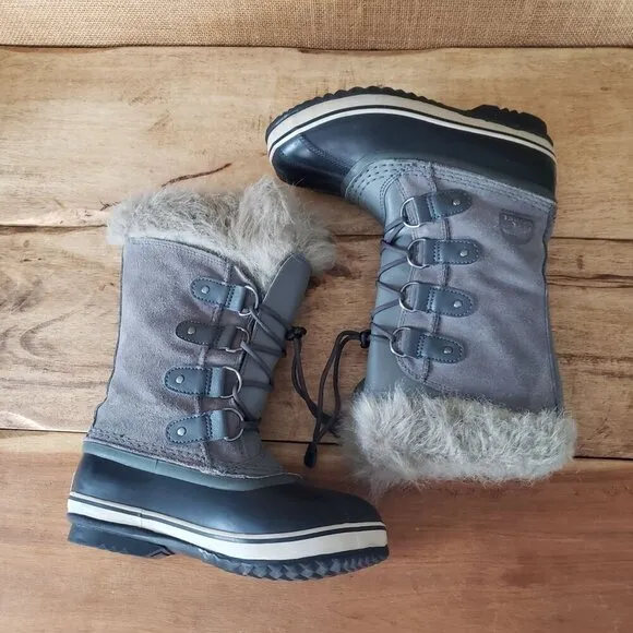 SOREL Big Kid Size 3 Joan of Arctic Waterproof Insulated Grey Winter Snow Boot
