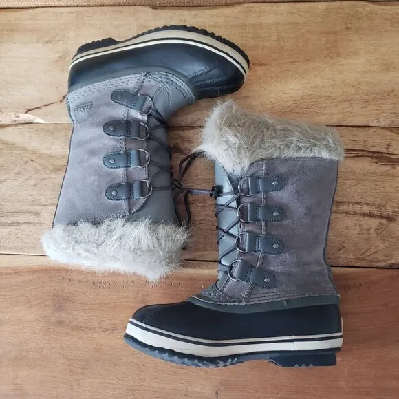 SOREL Big Kid Size 3 Joan of Arctic Waterproof Insulated Grey Winter Snow Boot