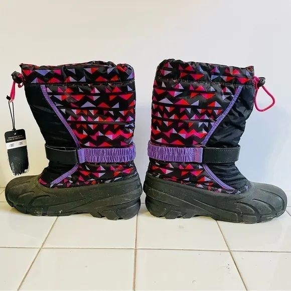 Sorel Black, Pink, and Purple Snow Boots Size 6 NWT