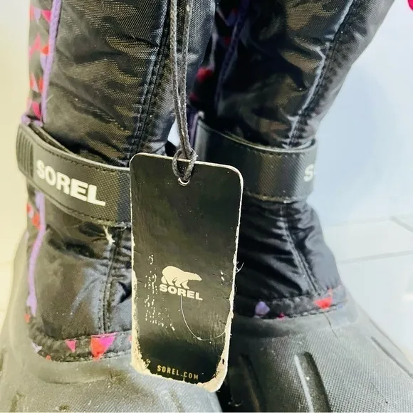 Sorel Black, Pink, and Purple Snow Boots Size 6 NWT