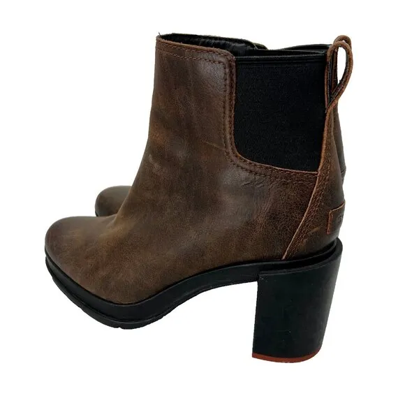 Sorel Blake Waterproof Burro Brown Leather Chelsea Boots Platform Heel Size 8.5