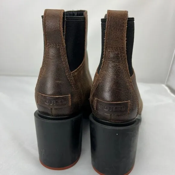 Sorel Blake Waterproof Burro Brown Leather Chelsea Boots Platform Heel Size 8.5