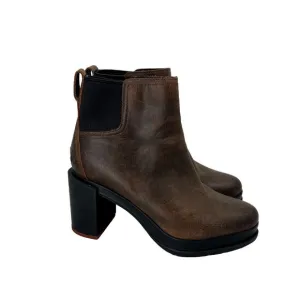 Sorel Blake Waterproof Burro Brown Leather Chelsea Boots Platform Heel Size 8.5