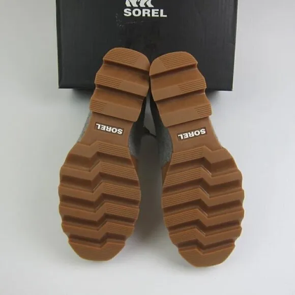 Sorel Boots 8 Leather Wedge Tan &amp; Grey Waterproof Lace Up NEW IN BOX