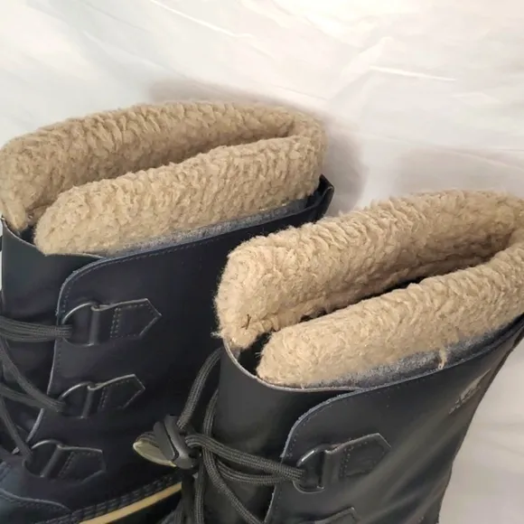 SOREL Boots Black Sherpa Faux Fur Insulated Waterproof Boots Men's 7