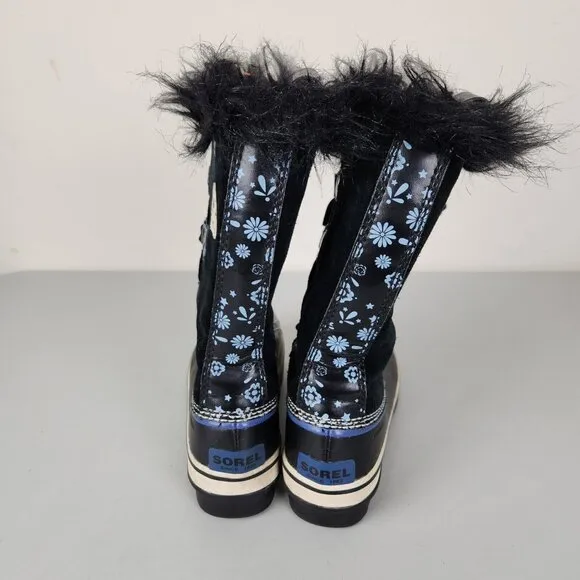 Sorel Boots Girls 4 Black Joan Of Arctic Youth Waterproof Winter Snow Kids