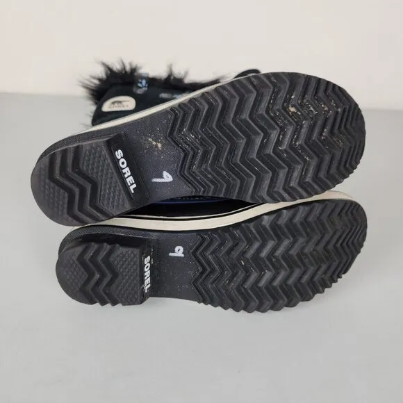 Sorel Boots Girls 4 Black Joan Of Arctic Youth Waterproof Winter Snow Kids