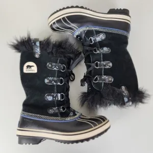 Sorel Boots Girls 4 Black Joan Of Arctic Youth Waterproof Winter Snow Kids