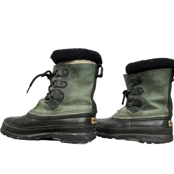 Sorel Boots Leather Waterproof Rubber Duck Insulated Winter Snow Green Women 9‎