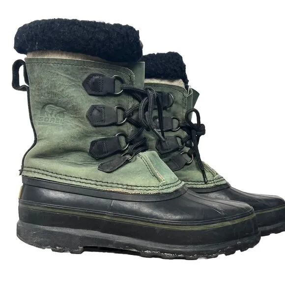 Sorel Boots Leather Waterproof Rubber Duck Insulated Winter Snow Green Women 9‎