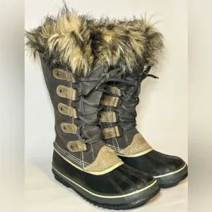 Sorel Boots Womens 7 Winter Snow JOAN OF ARCTIC Faux Fur‎ Suede Rubber Warm