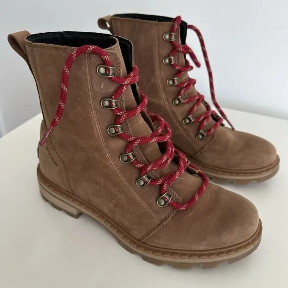Sorel Boots Womens Womens 8.5 Tan Leather Lace Up Lennox Combat Hike Waterproof