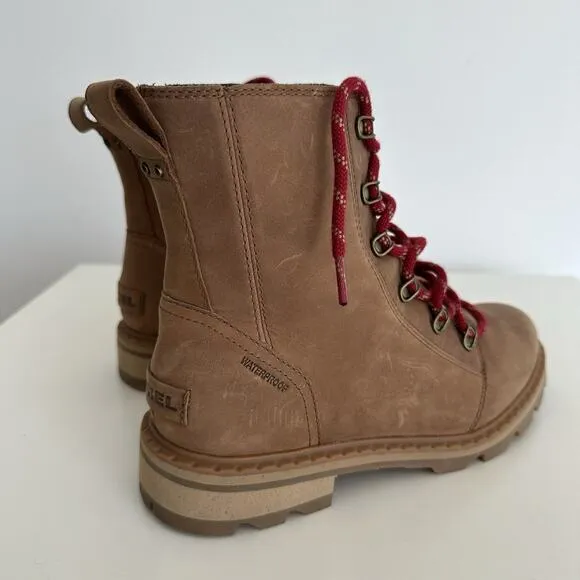 Sorel Boots Womens Womens 8.5 Tan Leather Lace Up Lennox Combat Hike Waterproof
