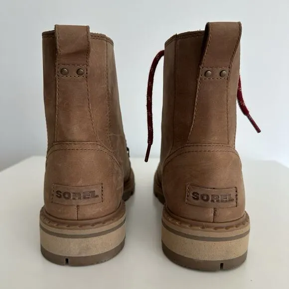 Sorel Boots Womens Womens 8.5 Tan Leather Lace Up Lennox Combat Hike Waterproof
