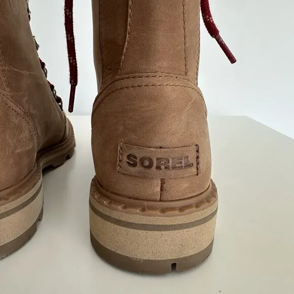 Sorel Boots Womens Womens 8.5 Tan Leather Lace Up Lennox Combat Hike Waterproof