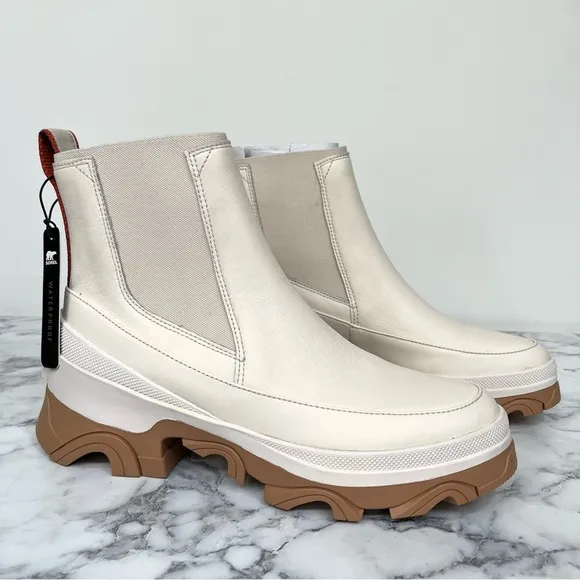 SOREL BREX Chelsea Waterproof Ankle Boots Natural Sea Salt Ivory Beige size 7