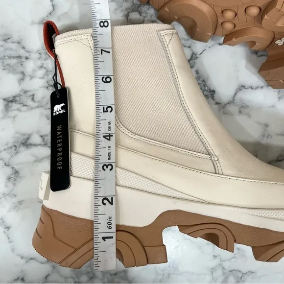 SOREL BREX Chelsea Waterproof Ankle Boots Natural Sea Salt Ivory Beige size 7