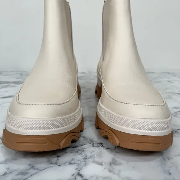 SOREL BREX Chelsea Waterproof Ankle Boots Natural Sea Salt Ivory Beige size 7