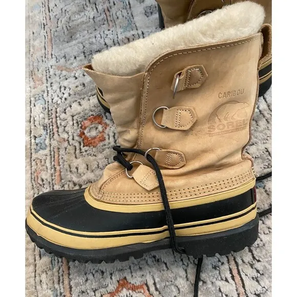 SOREL Caribou Insulated Snow Work Boots, Men's Size 8 - Brown Leather Waterproof