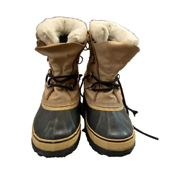 SOREL Caribou Insulated Snow Work Boots, Men's Size 8 - Brown Leather Waterproof