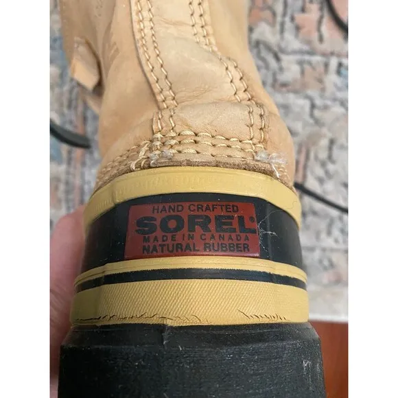 SOREL Caribou Insulated Snow Work Boots, Men's Size 8 - Brown Leather Waterproof