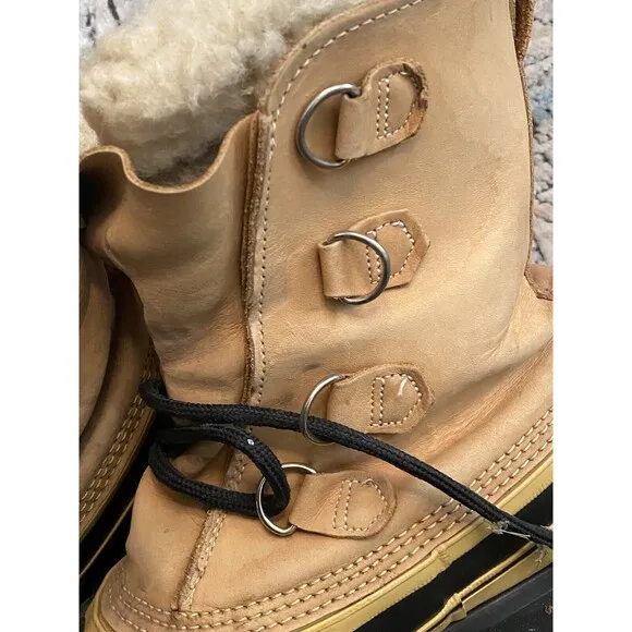 SOREL Caribou Insulated Snow Work Boots, Men's Size 8 - Brown Leather Waterproof