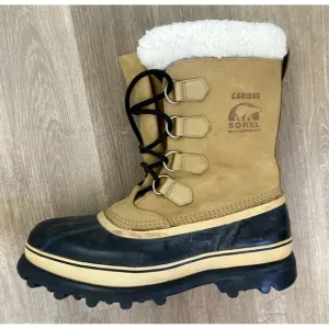 Sorel Caribou Snow Boots Waterproof Insulated Mens 11 Lined Winter Brown Suede