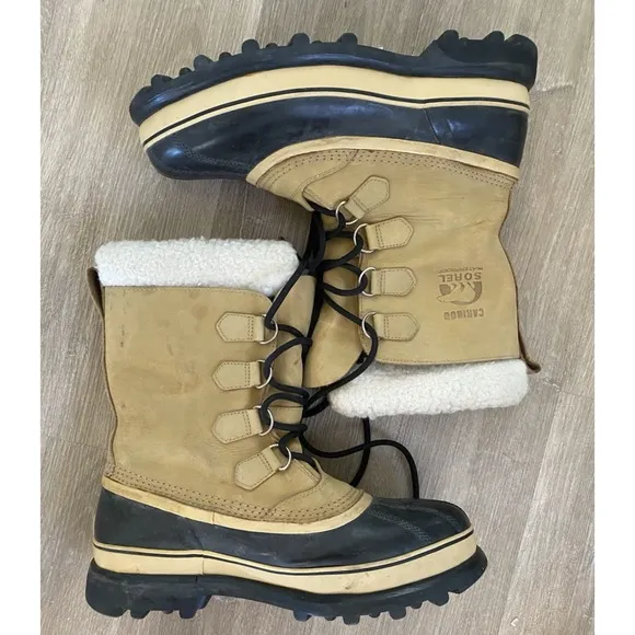 Sorel Caribou Snow Boots Waterproof Insulated Mens 11 Lined Winter Brown Suede