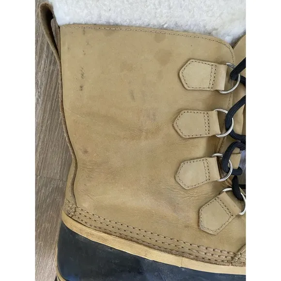 Sorel Caribou Snow Boots Waterproof Insulated Mens 11 Lined Winter Brown Suede