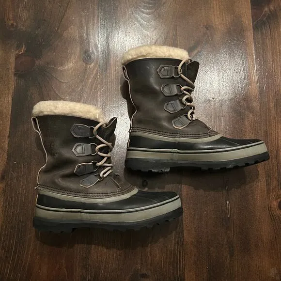 Sorel Caribou Winter Boots With Liner Men's Hand Crafted Warm Lace Up Alpine