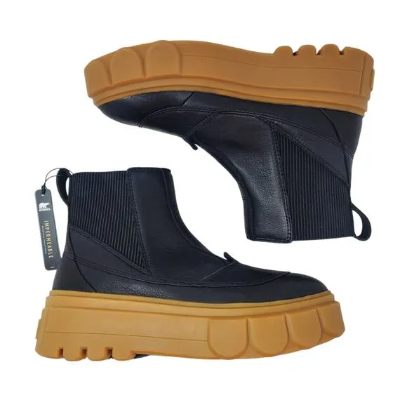 Sorel Caribou X Chelsea Boots Waterproof Leather Black Brown Size US 8.5 NEW
