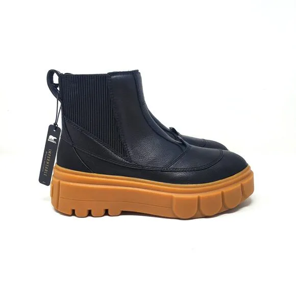 Sorel Caribou X Chelsea Boots Waterproof Leather Black Brown Size US 8.5 NEW