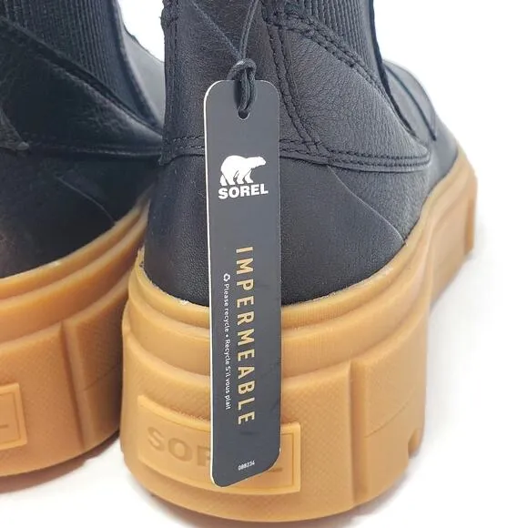 Sorel Caribou X Chelsea Boots Waterproof Leather Black Brown Size US 8.5 NEW