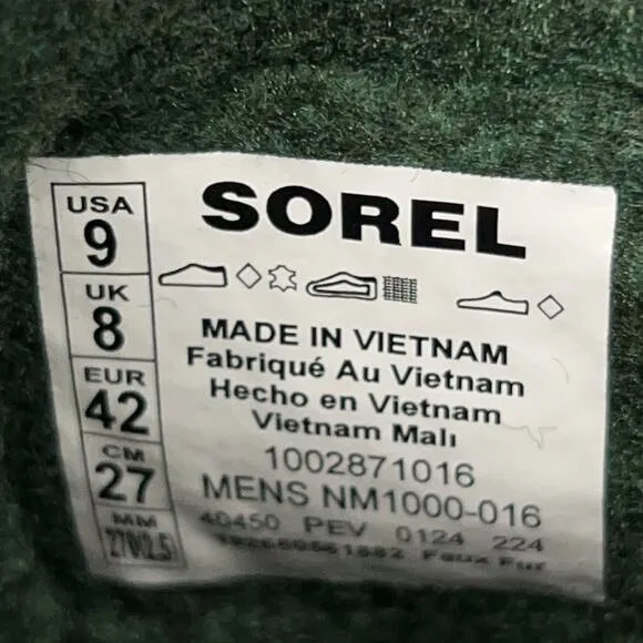 Sorel Caribu Winter Boots Men's 9 Black Grey NM1000-16 Insulated Waterproof