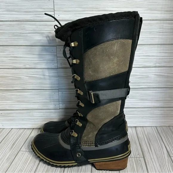Sorel Conquest Carly Boots Womens Leather Waterproof Tall Riding boots