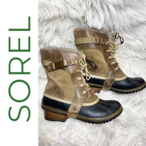 SOREL Conquest Carly Short Waterproof Leather Rain Snow Boots, Women’s 11