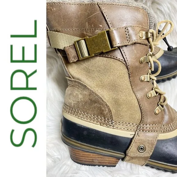 SOREL Conquest Carly Short Waterproof Leather Rain Snow Boots, Women’s 11