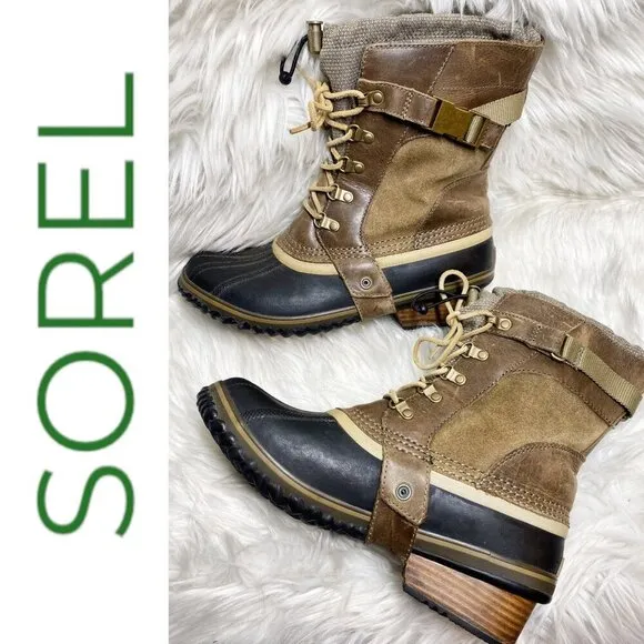 SOREL Conquest Carly Short Waterproof Leather Rain Snow Boots, Women’s 11